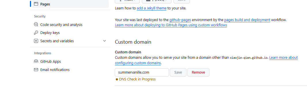 Github page domain setting